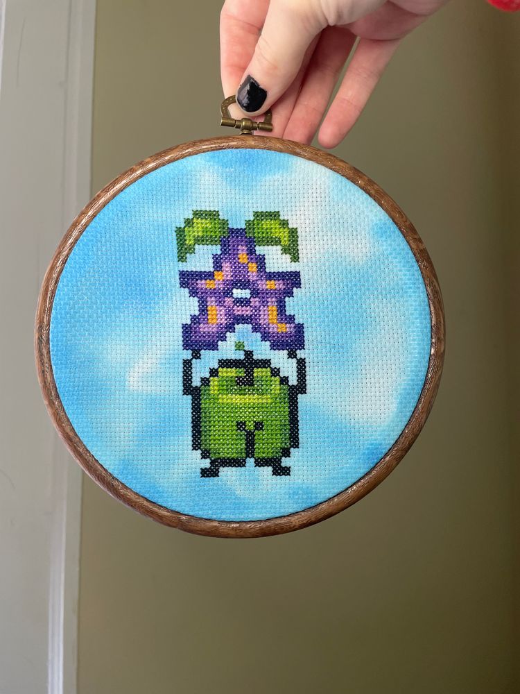 Stardew Valley Stradrop Junimo Butt Watercolor Cross Stitch
